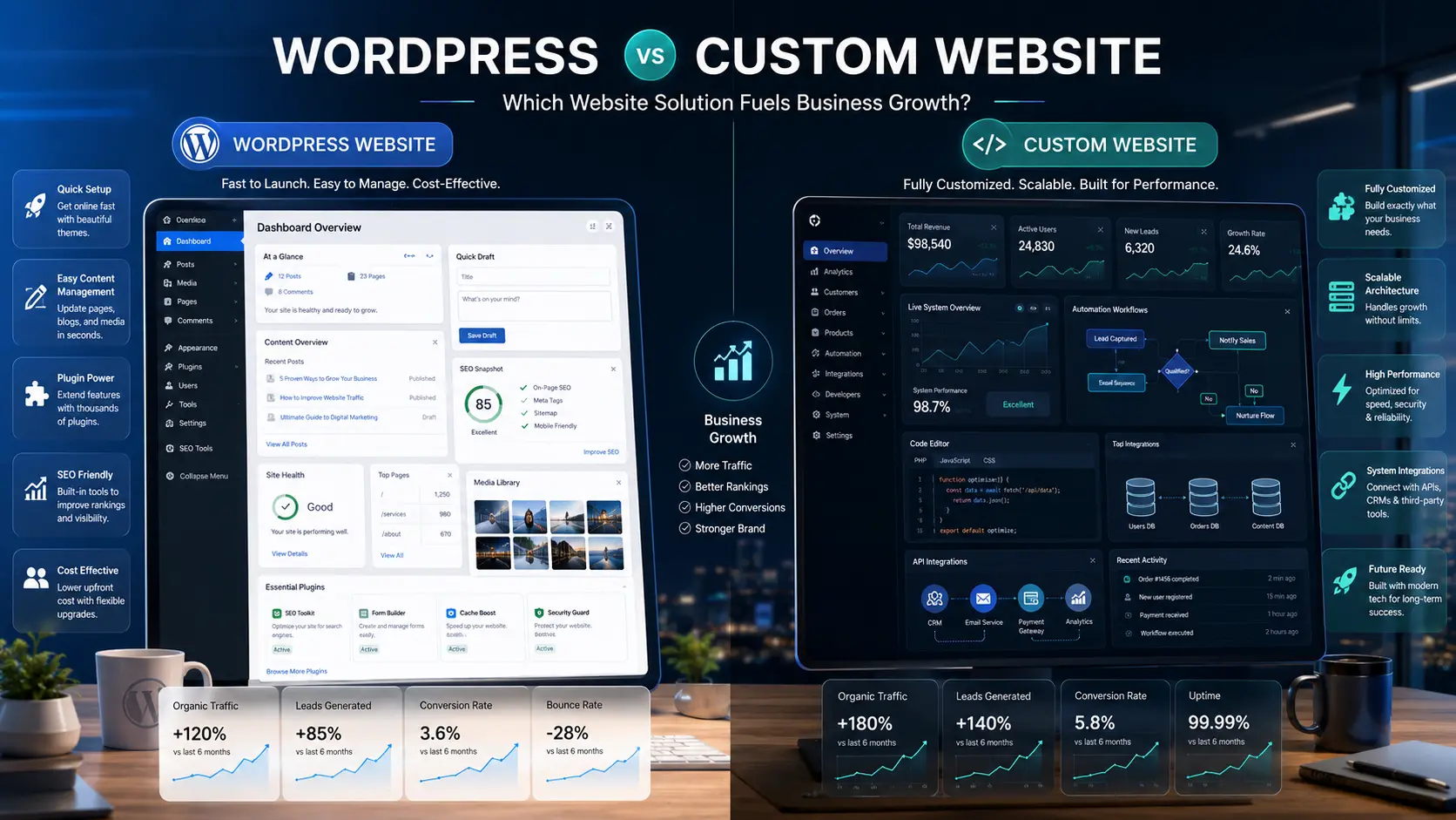 WordPress vs Custom Websites: Which Is Better for Your Business illustration